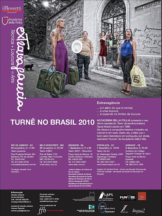 Cia Italiana de Teatro ACCADEMIA DELLA FOLLIA  apresenta o espetáculo “EXTRAVAGÂNCIA” em 5 cidades brasileiras